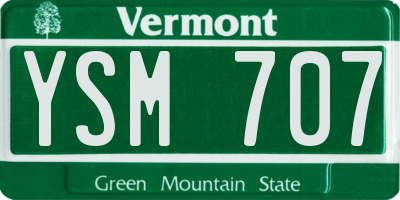 VT license plate YSM707