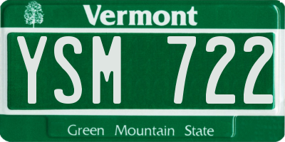 VT license plate YSM722