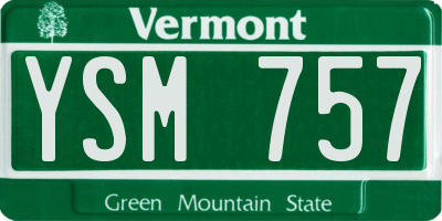 VT license plate YSM757
