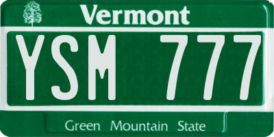 VT license plate YSM777