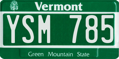 VT license plate YSM785