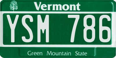 VT license plate YSM786