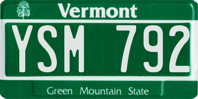 VT license plate YSM792