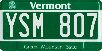 VT license plate YSM807