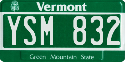 VT license plate YSM832