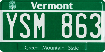 VT license plate YSM863