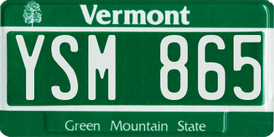 VT license plate YSM865