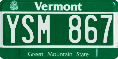 VT license plate YSM867