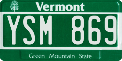 VT license plate YSM869