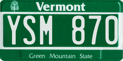 VT license plate YSM870
