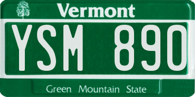 VT license plate YSM890