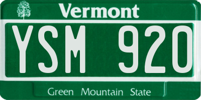 VT license plate YSM920