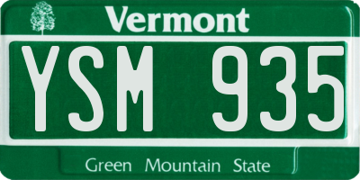 VT license plate YSM935