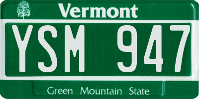 VT license plate YSM947