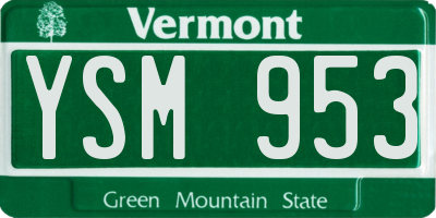 VT license plate YSM953