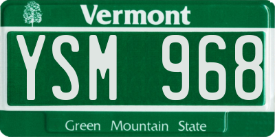 VT license plate YSM968