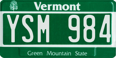 VT license plate YSM984