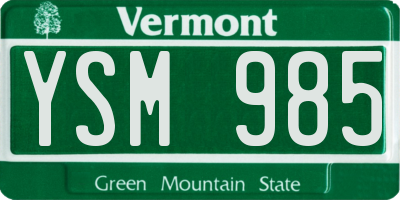 VT license plate YSM985