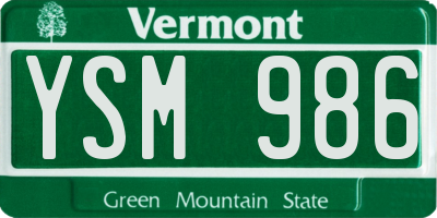 VT license plate YSM986