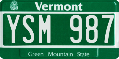 VT license plate YSM987