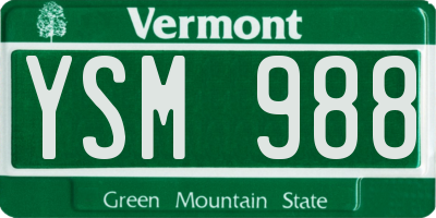 VT license plate YSM988