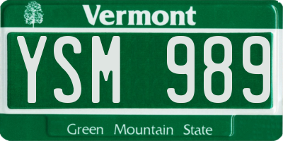 VT license plate YSM989