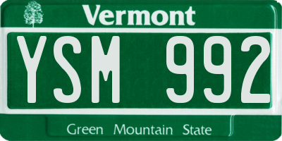 VT license plate YSM992