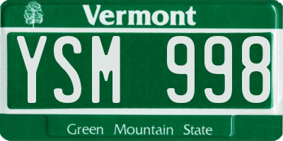 VT license plate YSM998