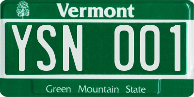 VT license plate YSN001