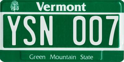 VT license plate YSN007