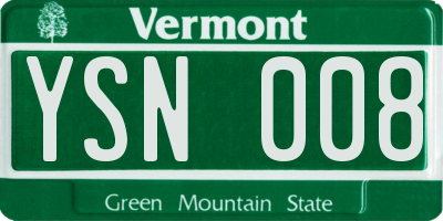 VT license plate YSN008