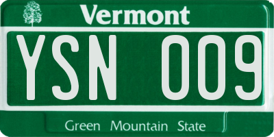 VT license plate YSN009