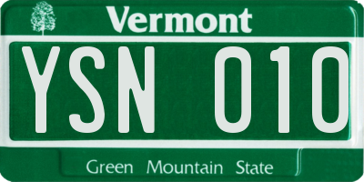 VT license plate YSN010