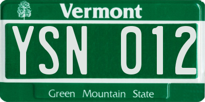 VT license plate YSN012