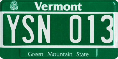 VT license plate YSN013