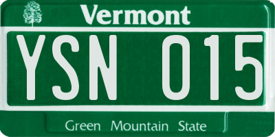 VT license plate YSN015