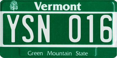 VT license plate YSN016