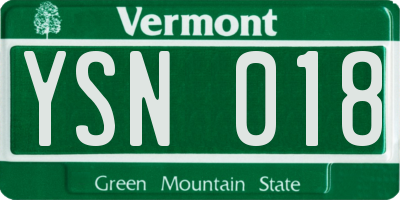 VT license plate YSN018