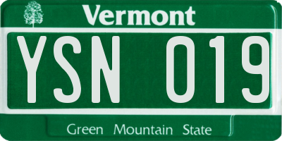 VT license plate YSN019