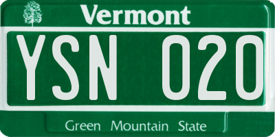 VT license plate YSN020