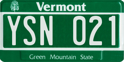 VT license plate YSN021