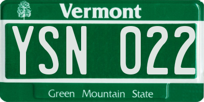VT license plate YSN022