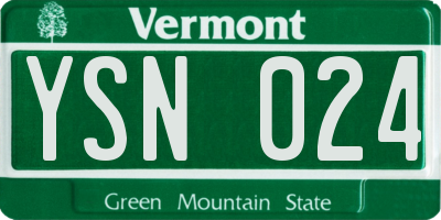 VT license plate YSN024