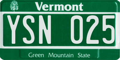 VT license plate YSN025