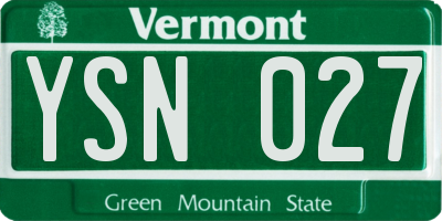 VT license plate YSN027