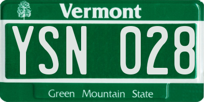 VT license plate YSN028