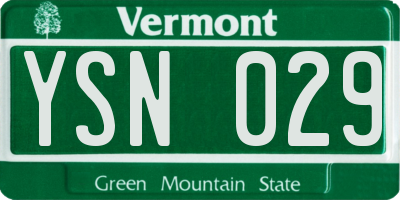 VT license plate YSN029