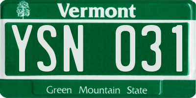 VT license plate YSN031