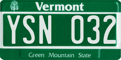 VT license plate YSN032