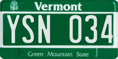 VT license plate YSN034